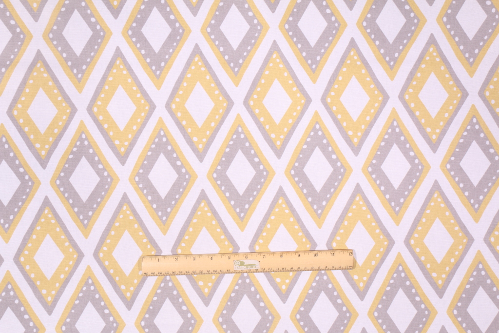 Robert Allen Jakarta Fret Printed Cotton Drapery Fabric in Dandelion
