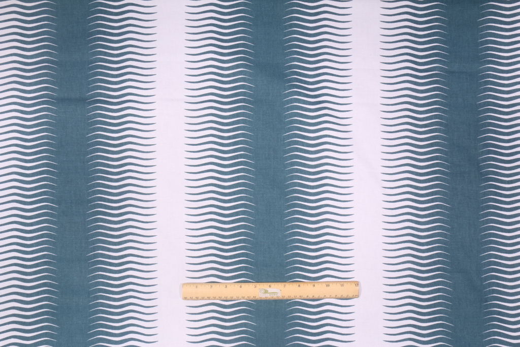Robert Allen Gita Stripe Printed Cotton Drapery Fabric in Peacock