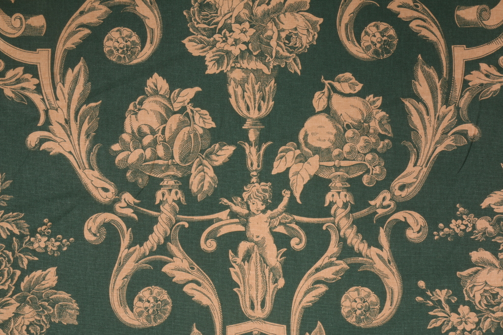 Brescia Toile Printed Cotton Drapery Fabric in Green