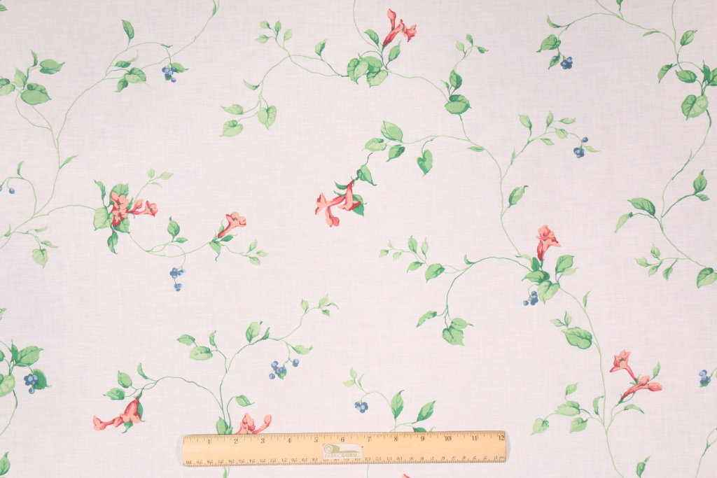 Schumacher Gramercy Trailing Vine Printed Cotton Drapery Fabric in Ivory