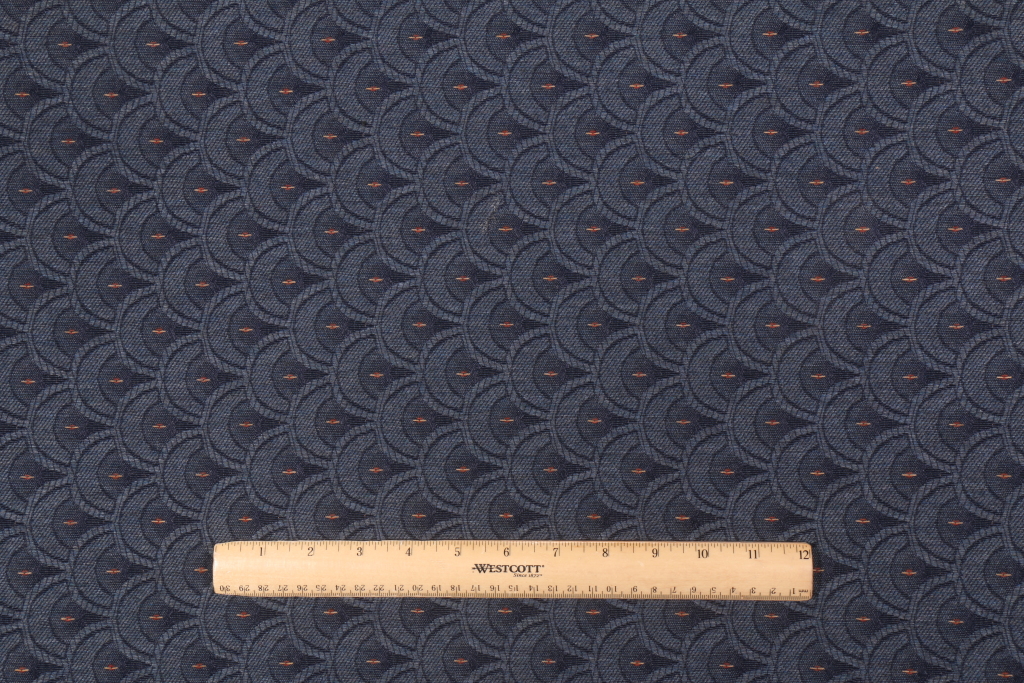 12.2 Yards Scallop Upholstery Fabric in Blue