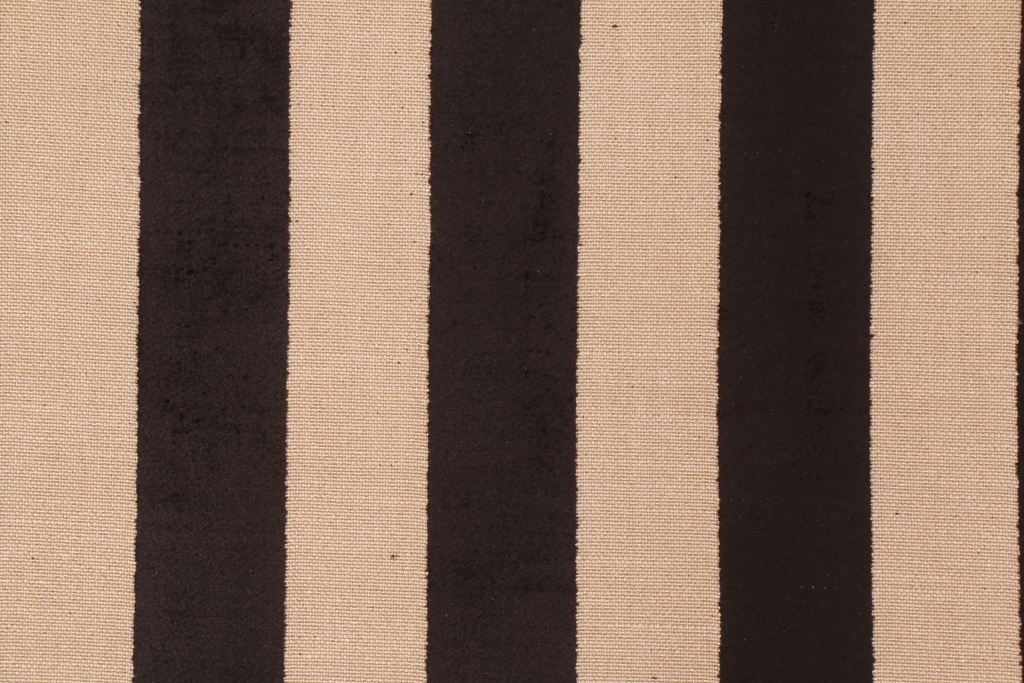 Chenille Stripe Upholstery Fabric in Black/Natural