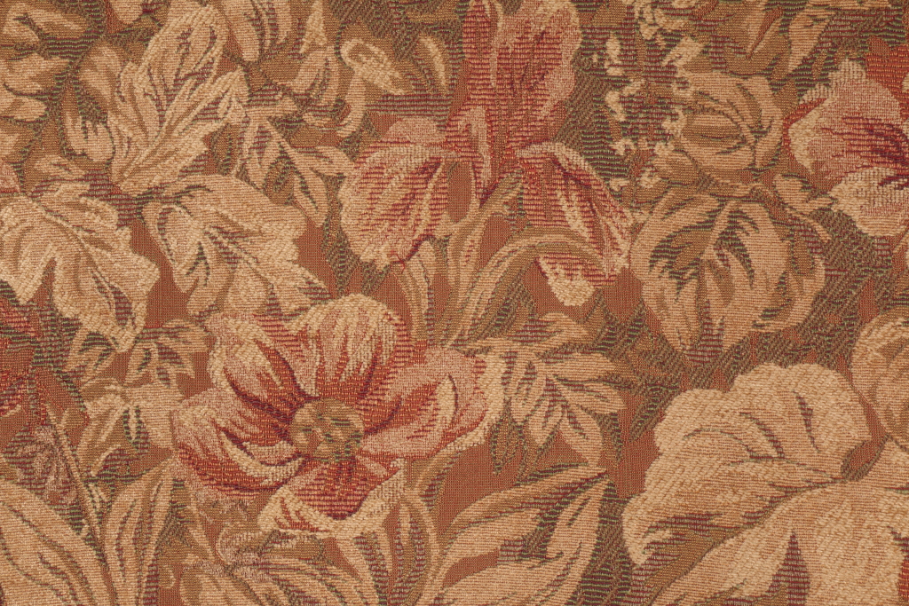 Floral Chenille Tapestry Upholstery Fabric in Sage