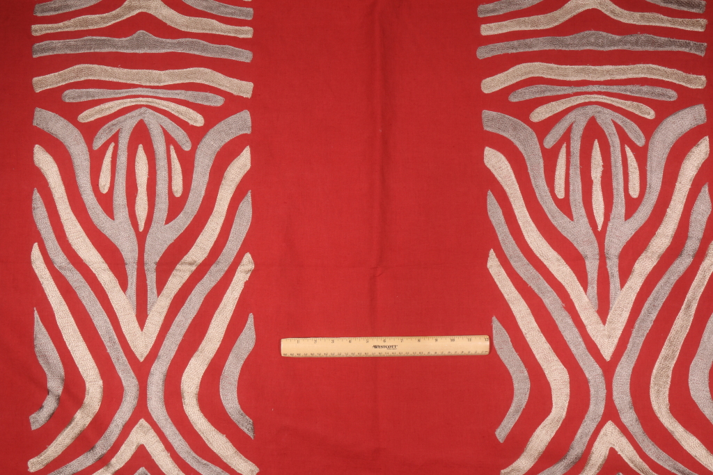 2 Yards Designer Kenya Stripe Embroidered Linen & Cotton Decorator