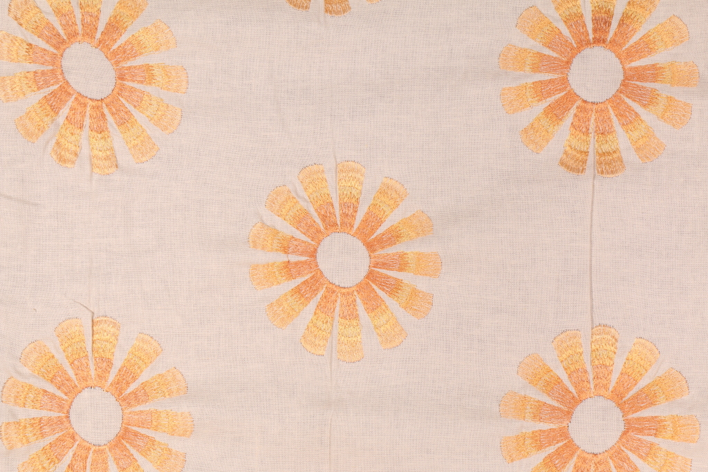 Richloom Parade Embroidered Linen Blend Drapery Fabric in Apricot