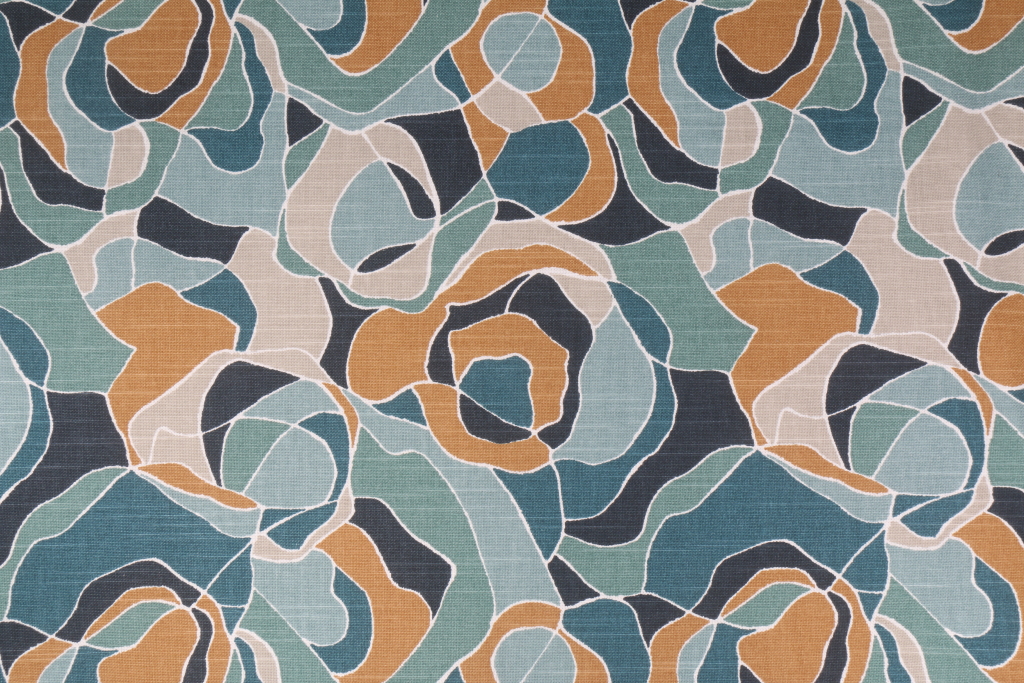 Robert Allen Dwell Studio Ortensia Printed Cotton Drapery Fabric in Peacock