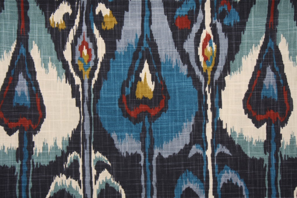 0.38 Yards Robert Allen Ikat Bands Printed Slubbed Cotton Drapery