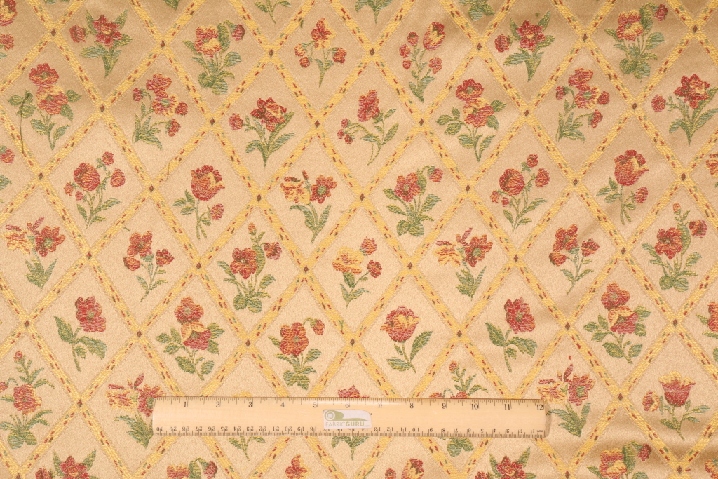 Mulberry Square Tivoli Diamond Tapestry Upholstery Fabric in Butter
