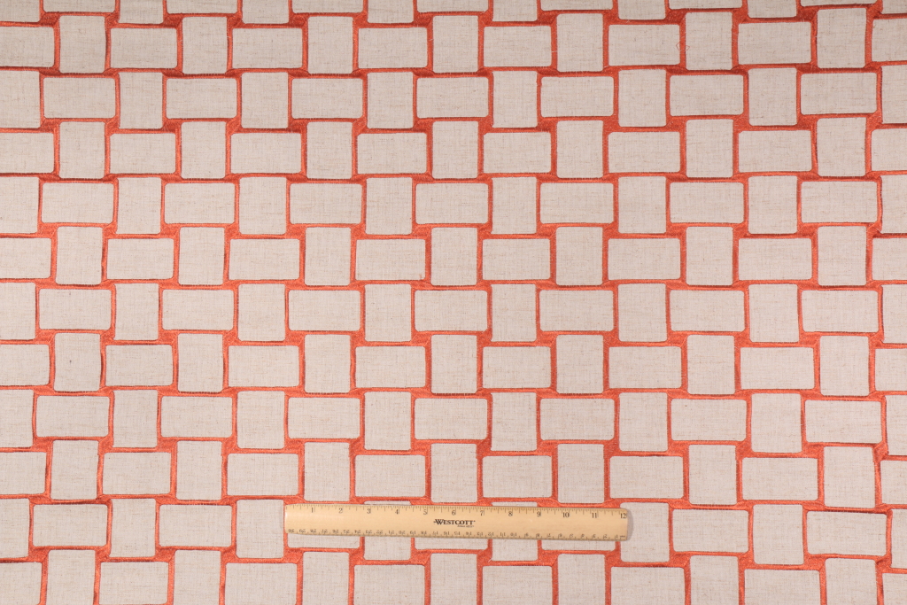 Duralee 73036Cane Embroidered Decorator Fabric in 33 Persimmon