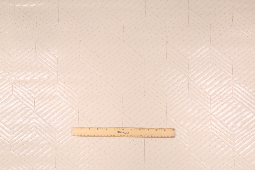 1.7 Yards Quilted Vinyl Upholstery Fabric in Bone