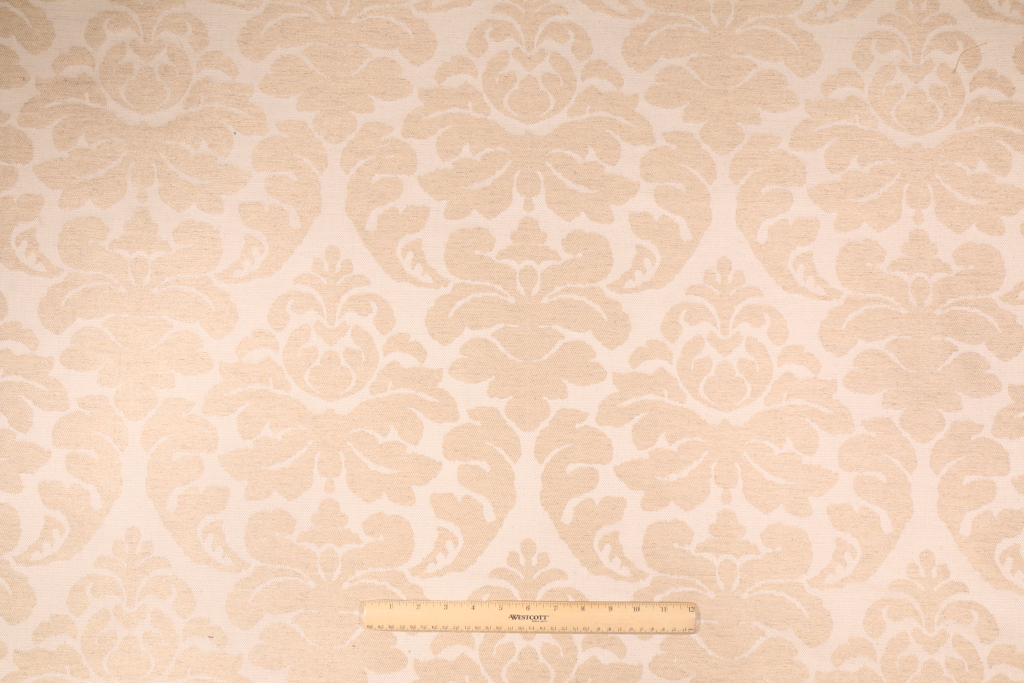 4 Yards Damask Upholstery Fabric in Beige