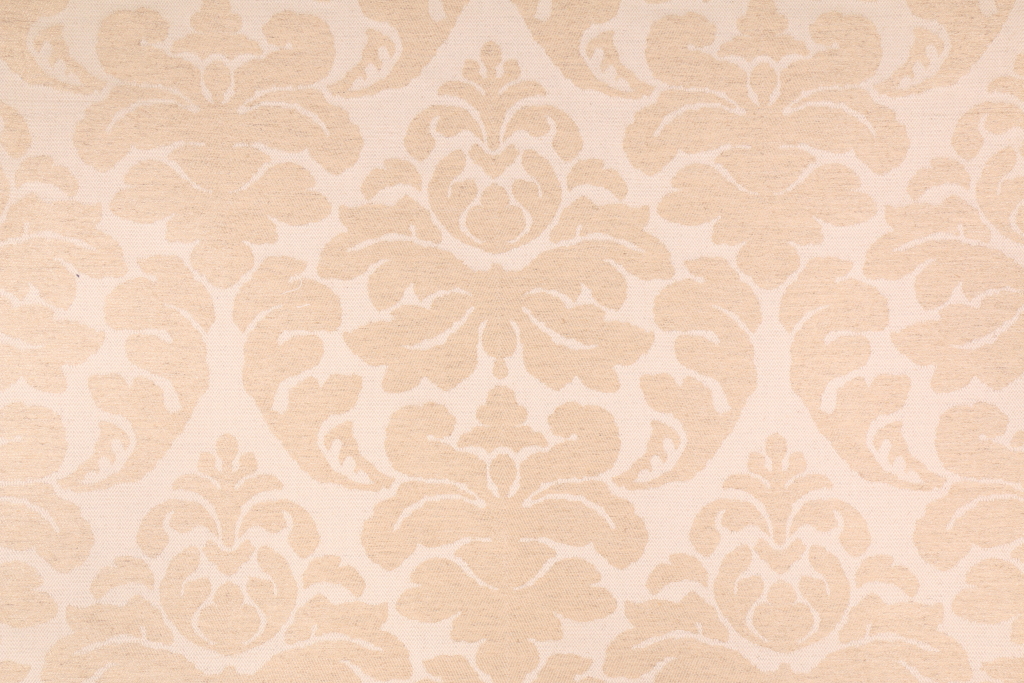 4 Yards Damask Upholstery Fabric in Beige