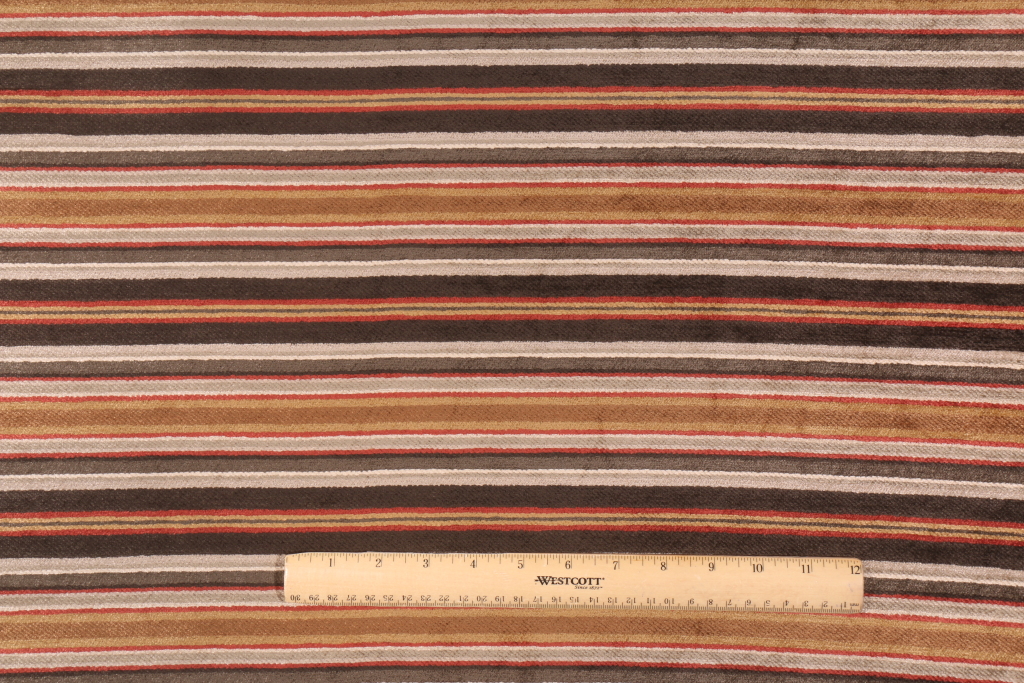 3 Yards Chenille Stripe Upholstery Fabric in Spice
