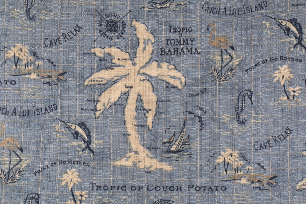 Tommy Bahama Island Song Printed Polyester Outdoor Fabric in Ocean