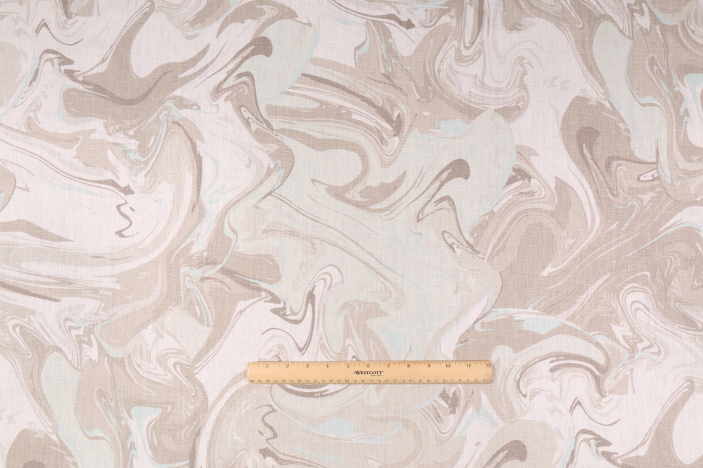11.5 Yards KF Kate Spade Marble Swirl Printed Linen Drapery Fabric in Aqua