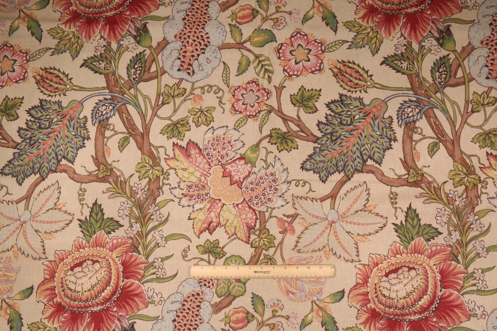 3.6 Yards Robert Allen St Etienne LN Printed Cotton Drapery Fabric in