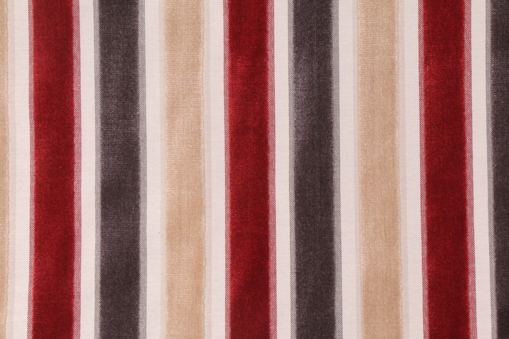 Robert Allen Neo Stripe Velvet Upholstery Fabric in Currant