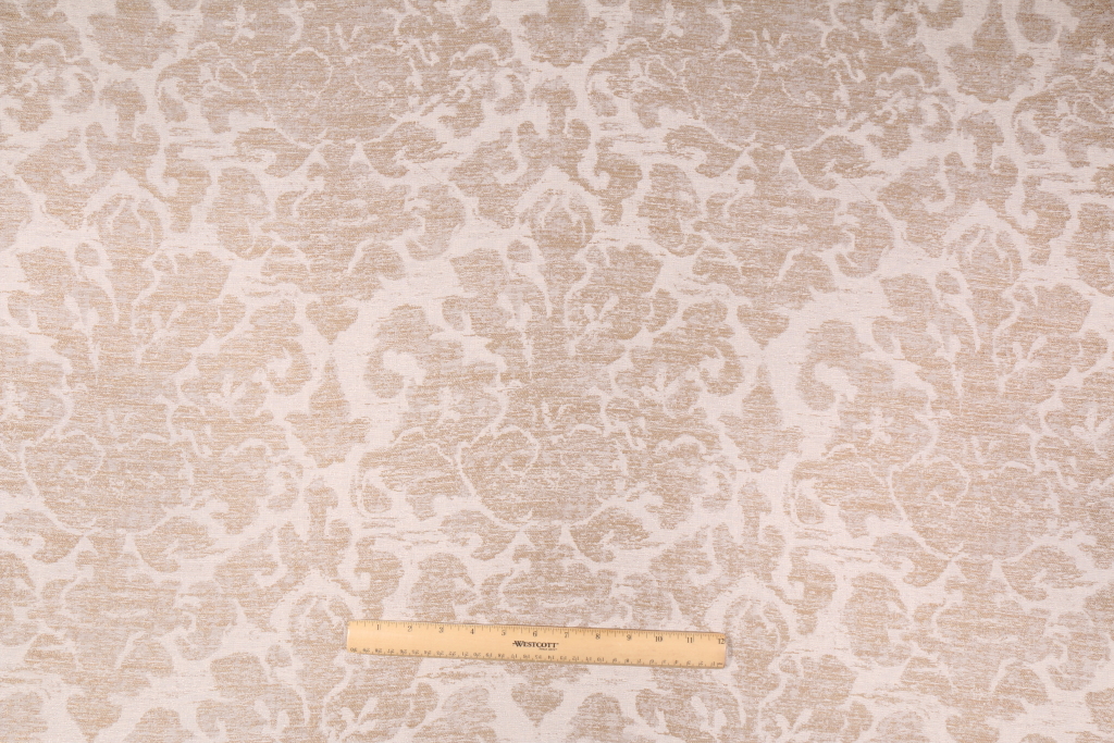 13 Yards Damask Upholstery Fabric in Gold/Ivory