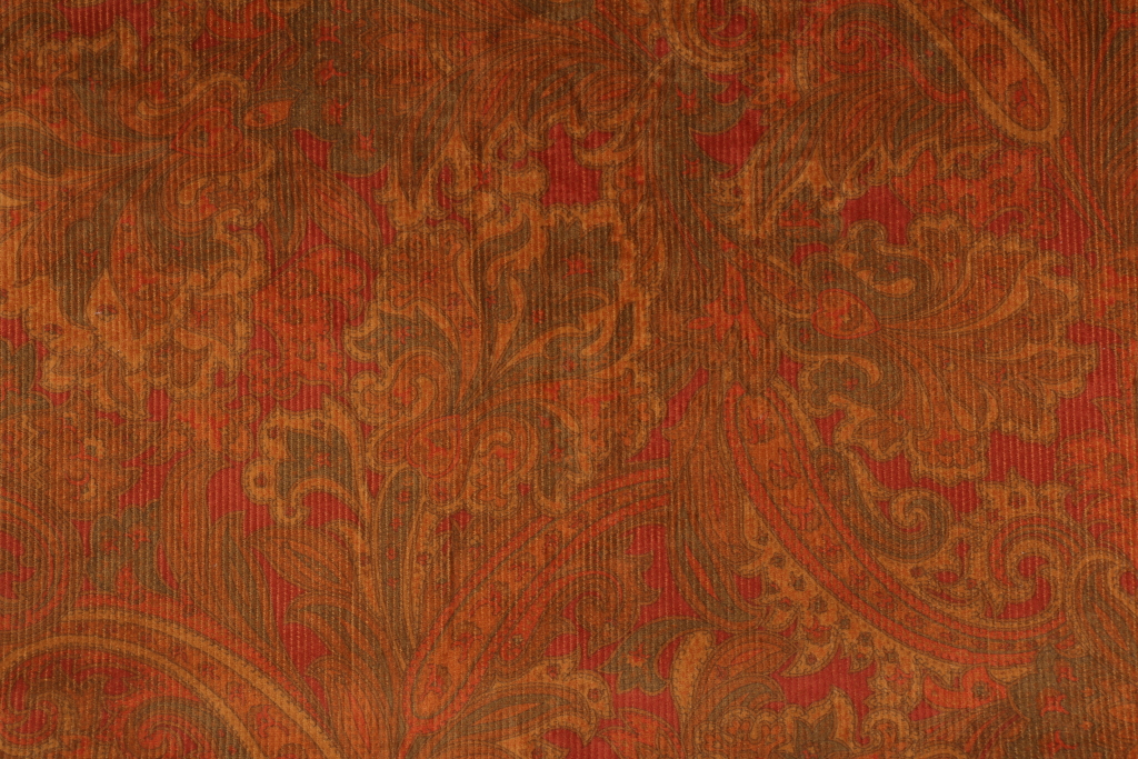 3.5 Yards Paisley Velvet Corduroy Upholstery Fabric in Spice