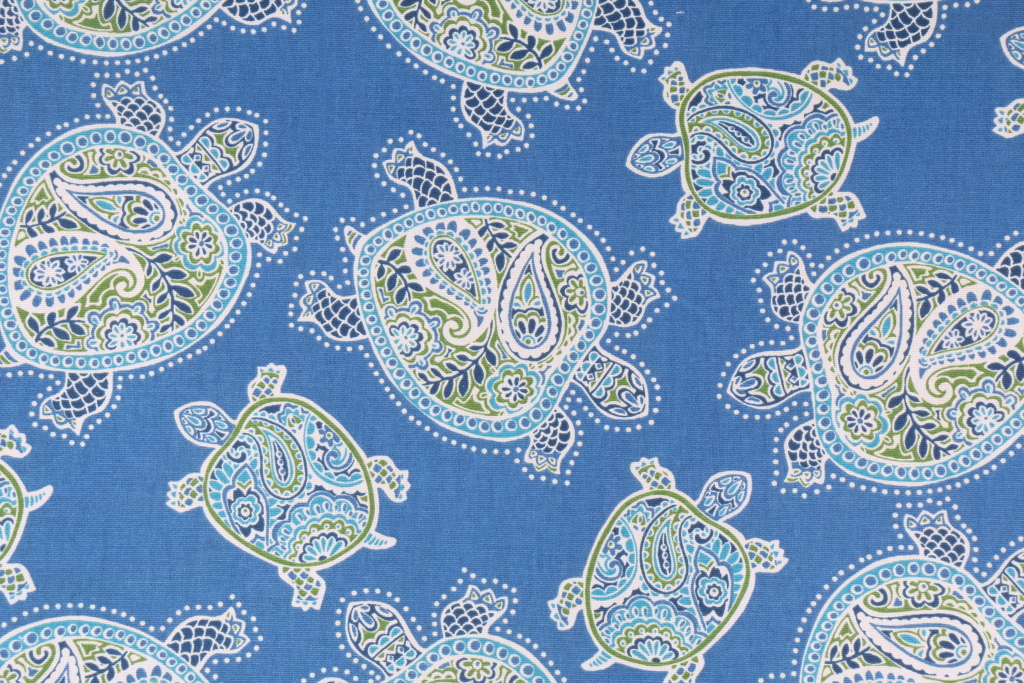 Tommy Bahama Tranquil Turtles Printed Cotton Drapery Fabric in Peninsula