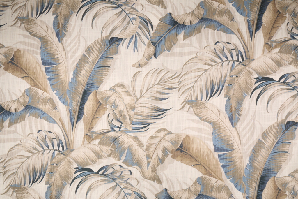 Tommy Bahama Palmiers Printed Slubbed Cotton Drapery Fabric in Rip Tide
