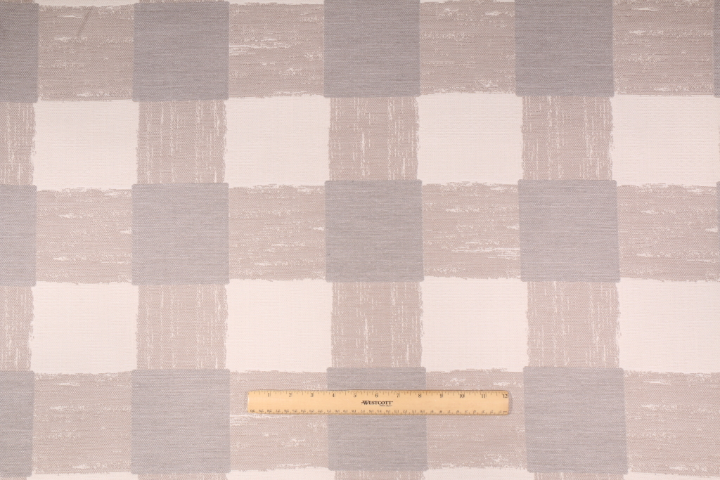 Sunbrella Painted Plaid Solution Dyed Acrylic Outdoor Fabric in Pumice
