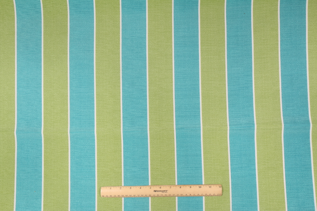 1.6 Yards Richloom Stripe Printed Poly Outdoor Fabric in Blue/Green