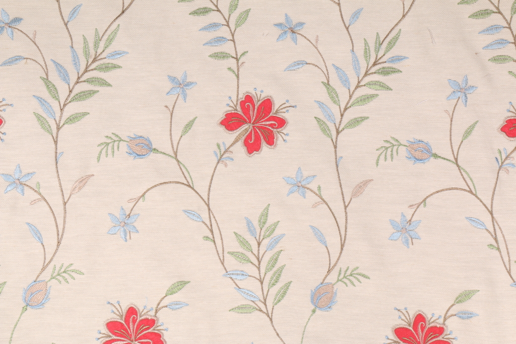 Fabricut Weekend Floral Embroidered Drapery Fabric in Multi