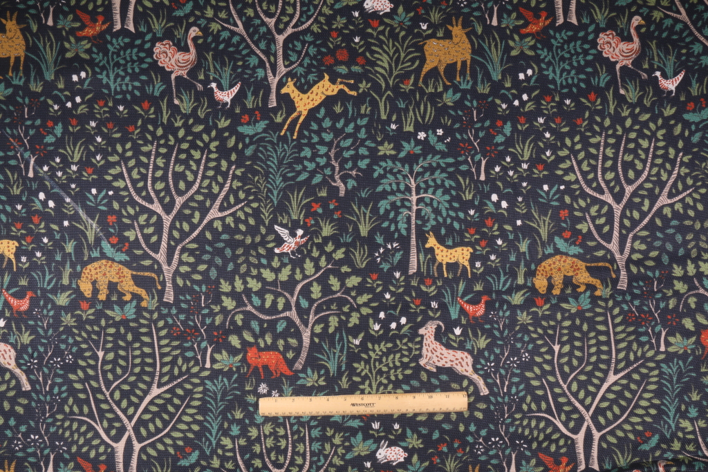 5 Yards Robert Allen Folkland Printed Cotton Decorator Fabric in Admiral