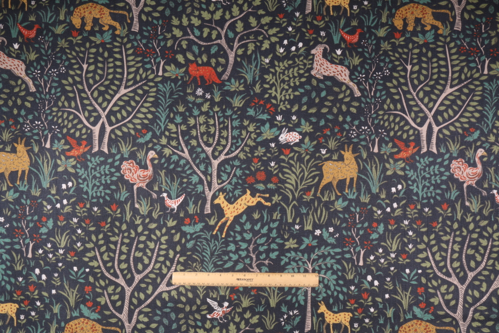 5 Yards Robert Allen Folkland Printed Cotton Decorator Fabric in Admiral