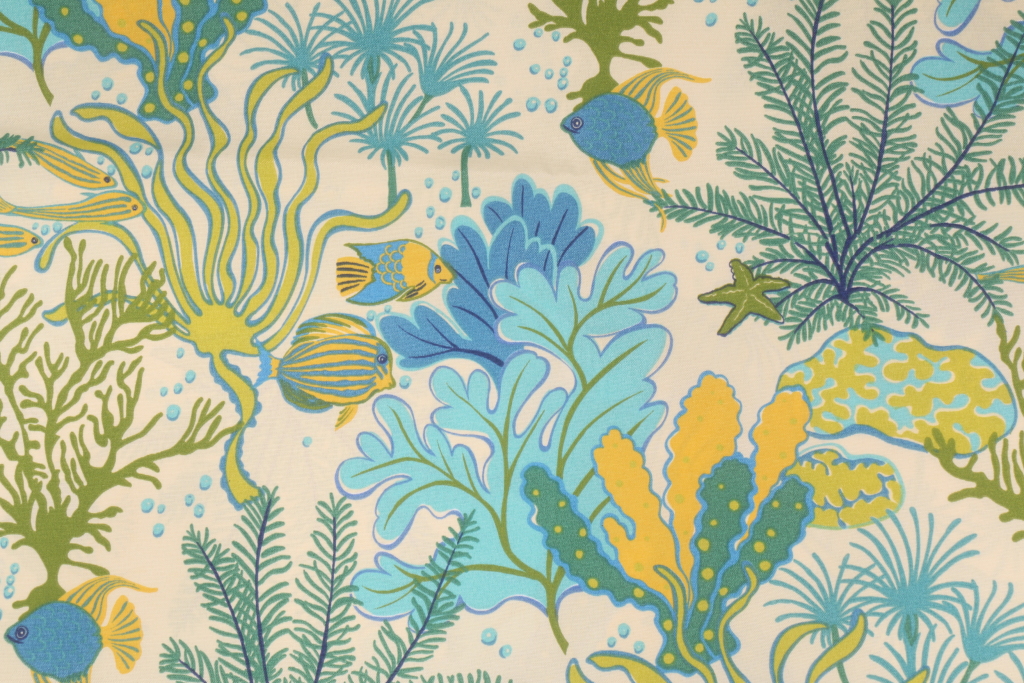 2 Yards Mill Creek Splish Splash Printed Poly Outdoor Fabric in Marina