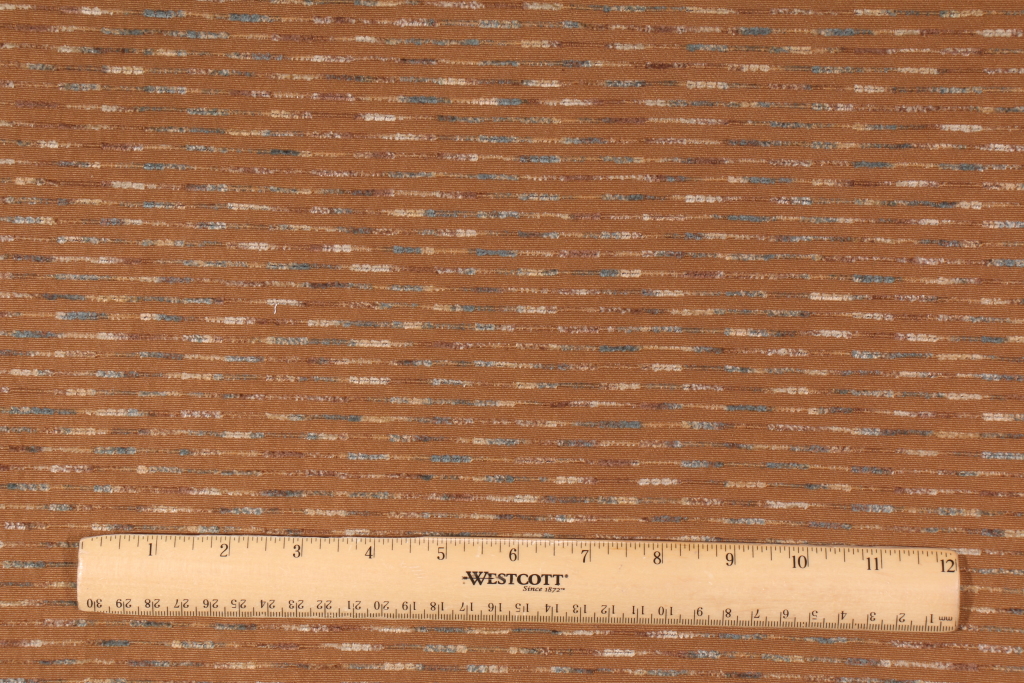 1 Yard Chenille Pick Stripe Upholstery Fabric Nutmeg
