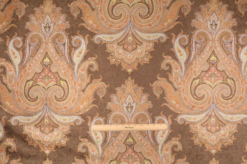 Kaufmann Ayrshire Printed Brushed Polyester Drapery Fabric in Chocolate