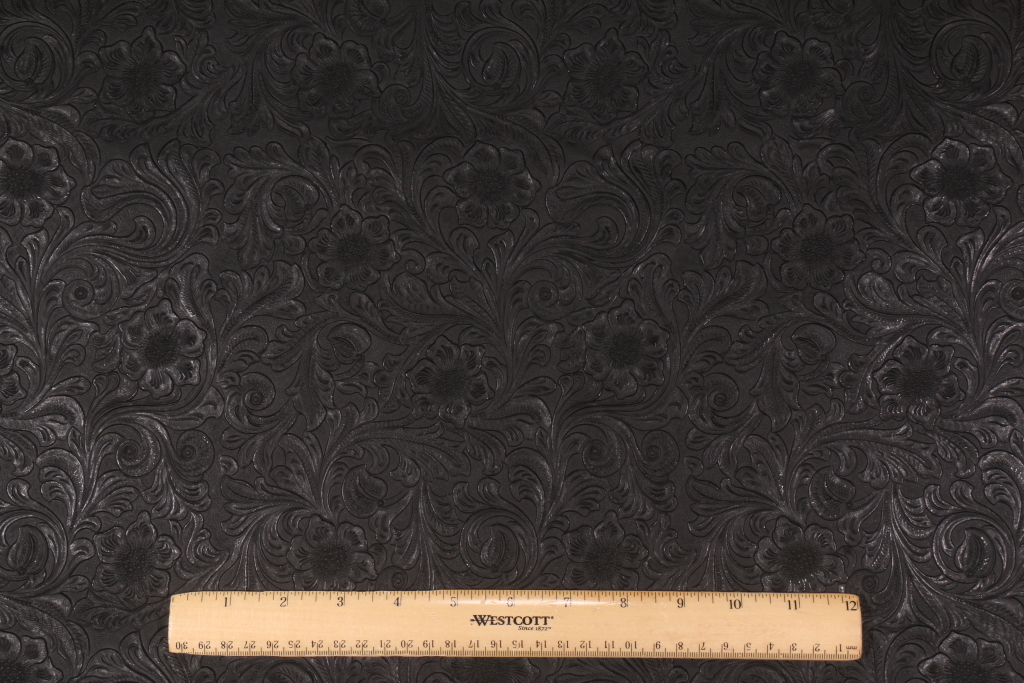 Richloom Diviani Embossed Vinyl Upholstery Fabric in Black