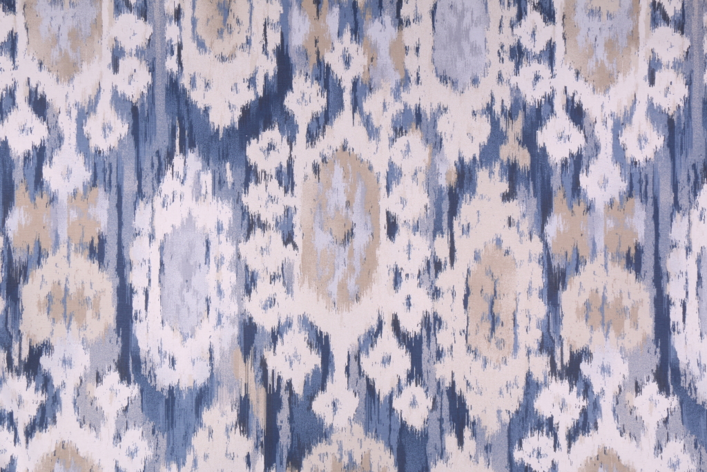 Robert Allen Ikat Reflect Printed Cotton Drapery Fabric in Indigo