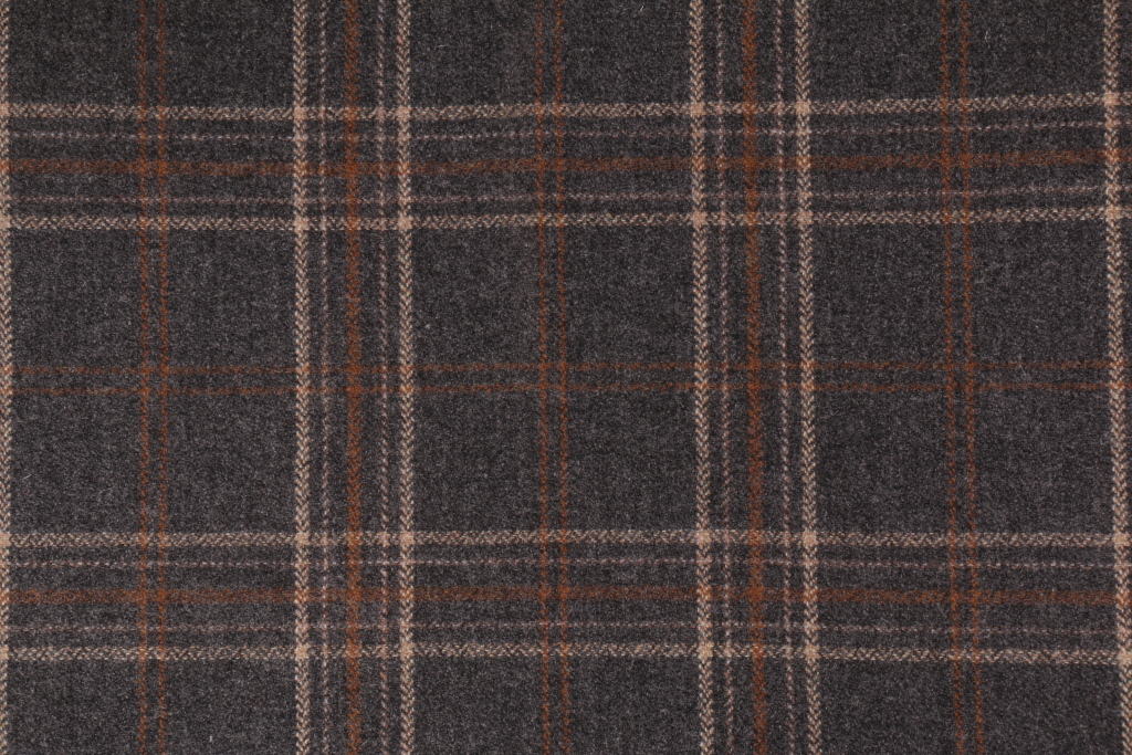 2.5 Yards Wool Blend Plaid Upholstery Fabric in Charcoal