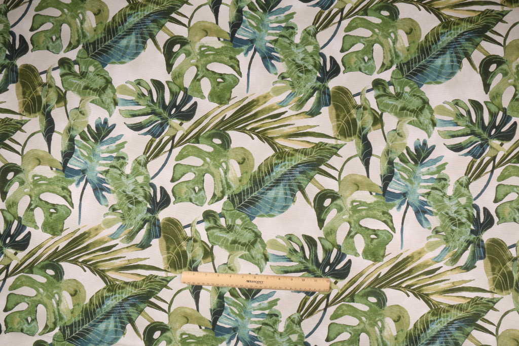 4.6 Yards Tommy Bahama Falling Fronds Printed Cotton Drapery Fabric in Aloe
