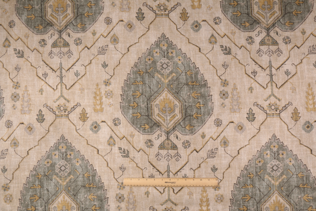 Richloom Aubusson Printed Linen Blend Drapery Fabric in Sahara