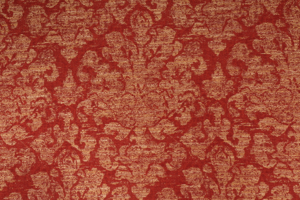 Damask Upholstery Fabric in Rust/Gold