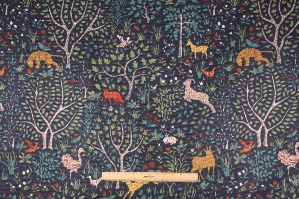 4 Yards Robert Allen Folkland Printed Cotton Decorator Fabric in Admiral