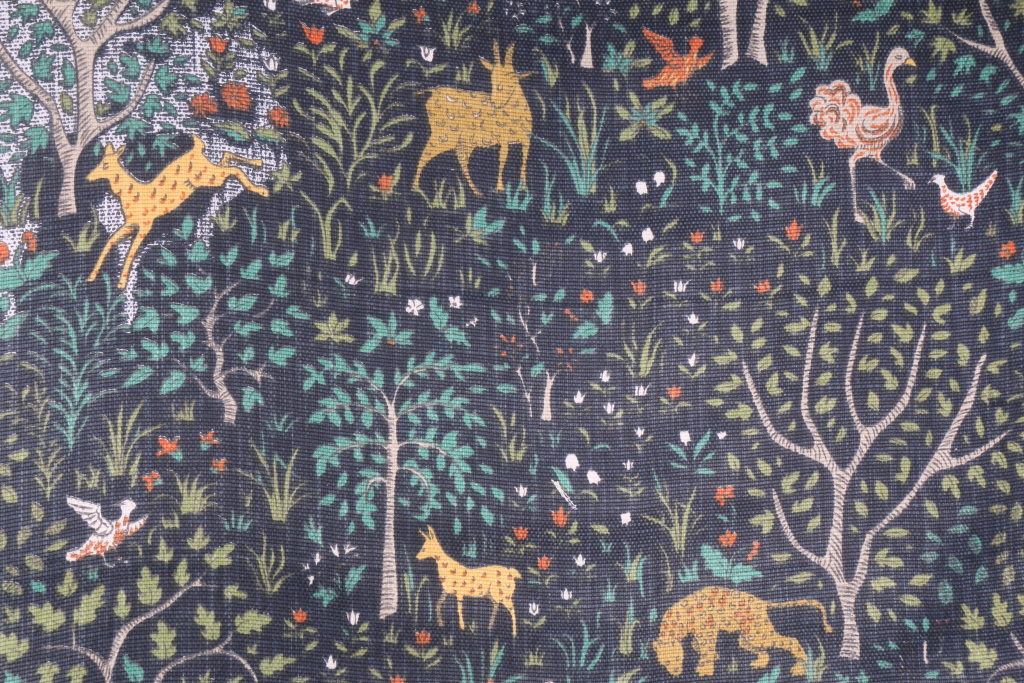 6.7 Yards Robert Allen Folkland Printed Cotton Decorator Fabric in Admiral