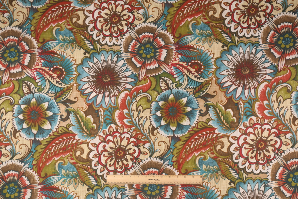 4.6 Yards Richloom Relinquish Printed Cotton Drapery Fabric in Bohemian