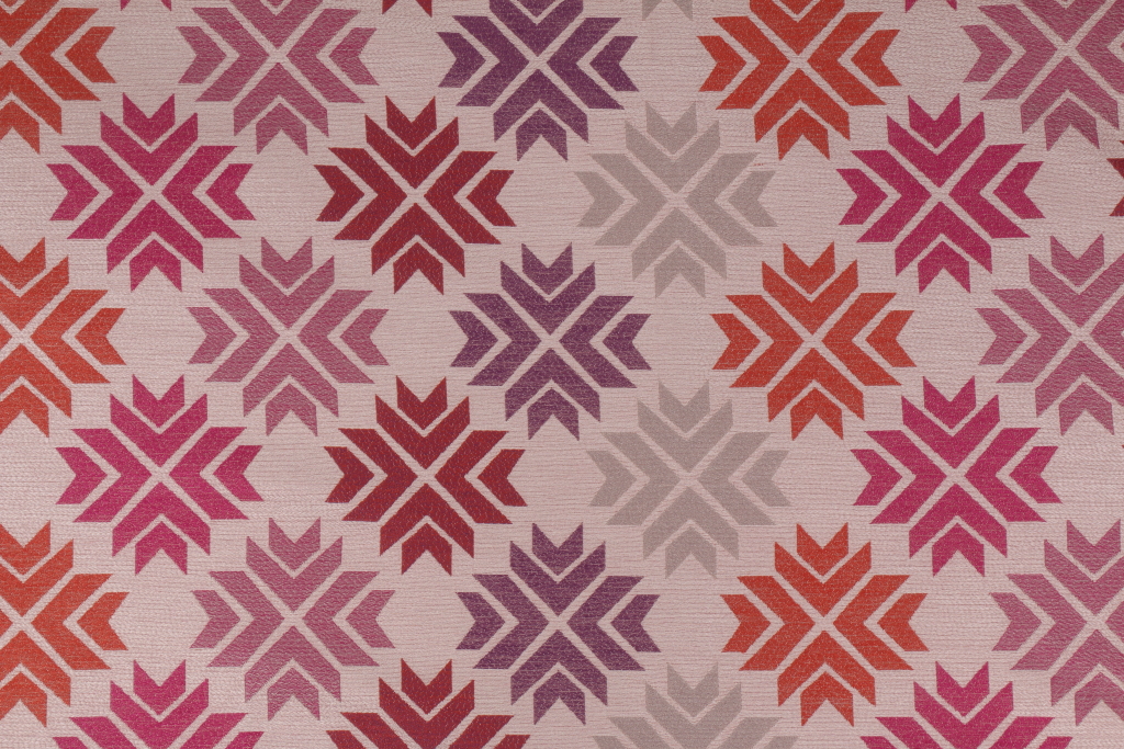 Onyx Age Phulkari Tapestry Upholstery Fabric in Mulberry