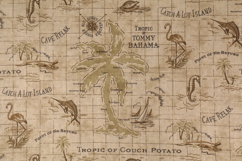 12 Yards Tommy Bahama Island Song Printed Linen Blend Drapery Fabric in