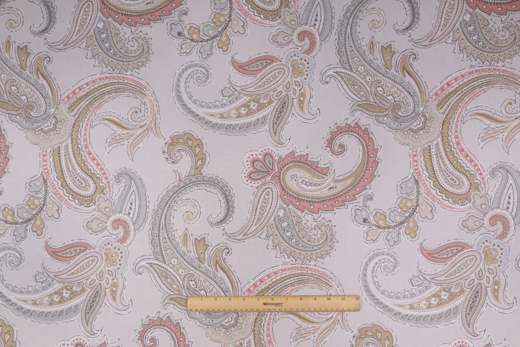 Robert Allen Global Paisley Printed Cotton Drapery Fabric in Blush