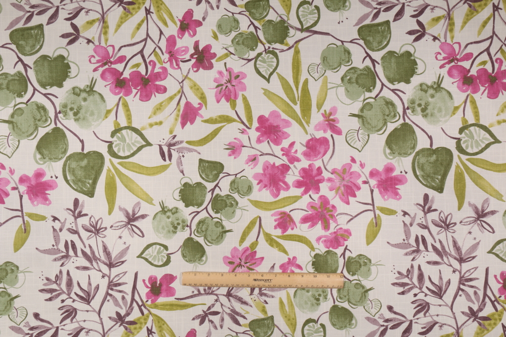 Vilber 34393 Floral Spanish Printed Cotton Drapery Fabric in Pink