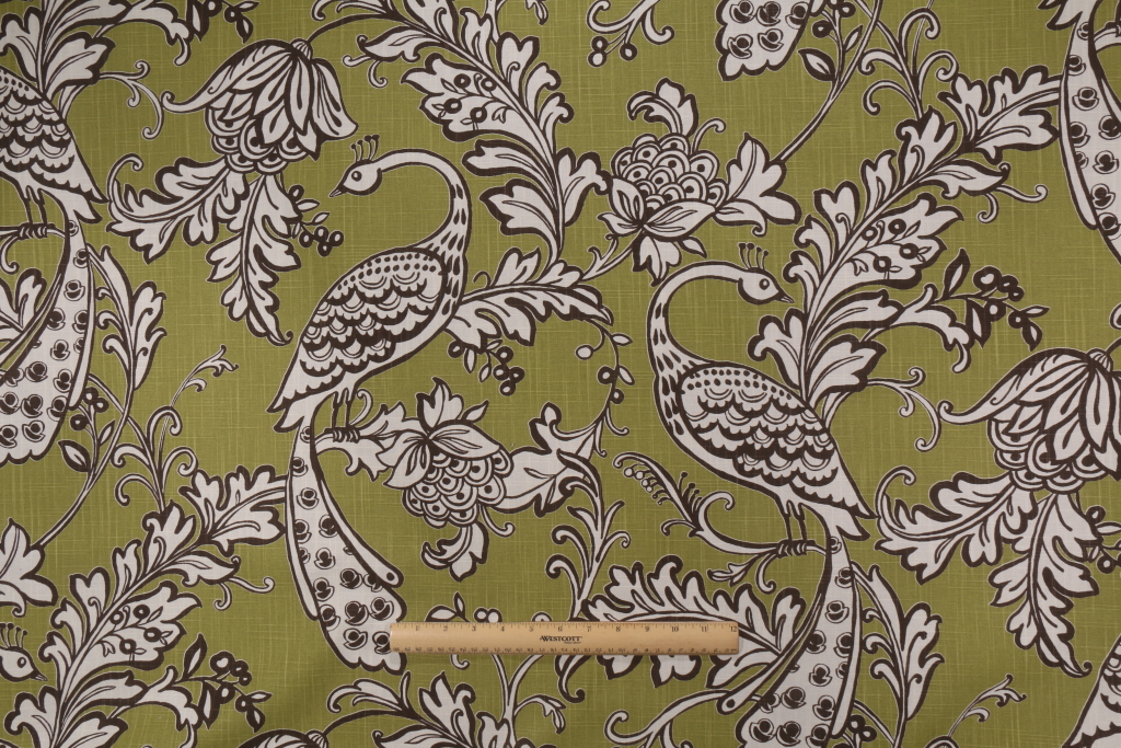 Vilber Aina02 Spanish Printed Drapery Fabric in Green