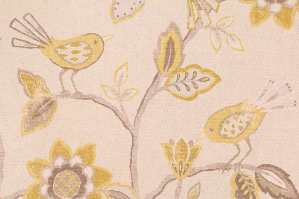 Richloom Cranbrook Printed Cotton Linen Blend Drapery Fabric in Yellow