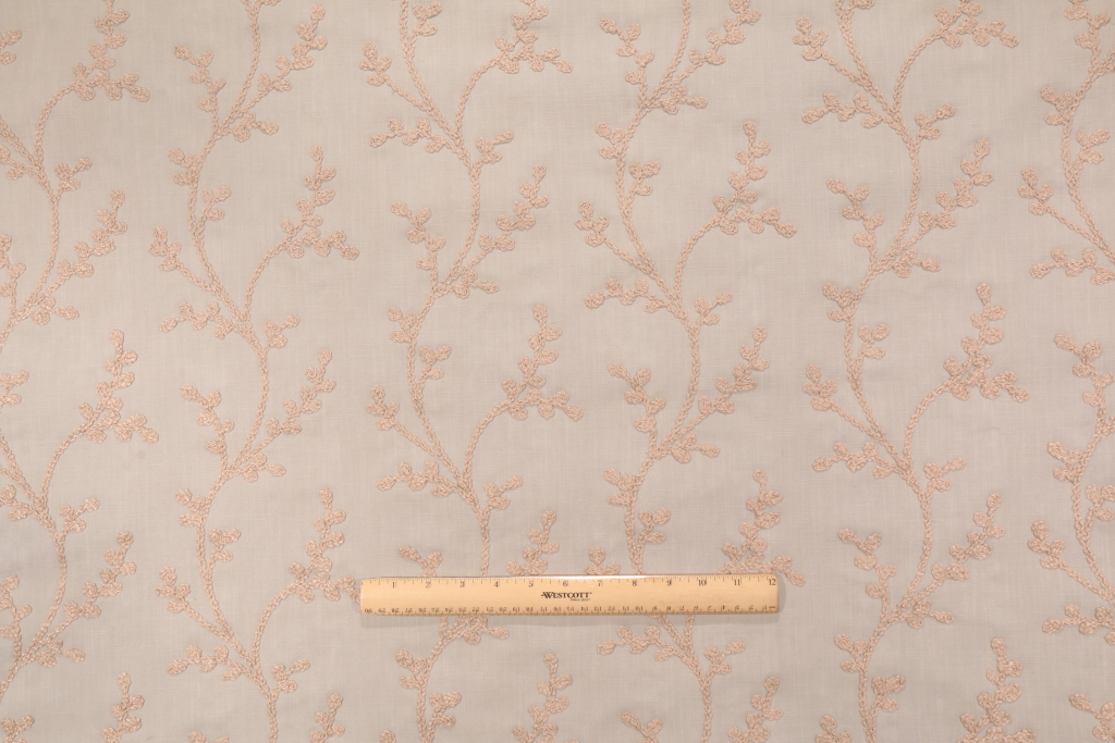 3.13 Yards Embroidered Drapery Fabric in Grey/Beige