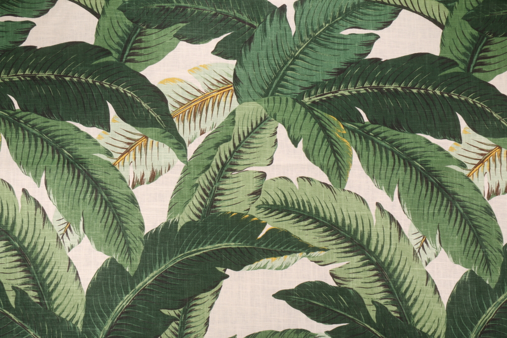 Tommy Bahama Swaying Palms Printed Linen Blend Drapery Fabric in Aloe